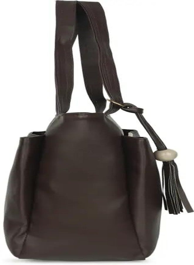 Nexeura Women's Faux Leather Shoulder Handbags Hobo Bag Big Ladies Purse Multiple Compartments Tote Bag for Office and College with Long Strap-(36x13x27cm) (BROWN) - Image 5